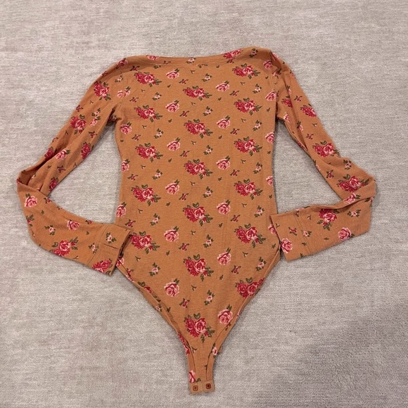 Dylan Thermal Printed Bodysuit Free People Color: Tan Combo - Picture 5 of 6